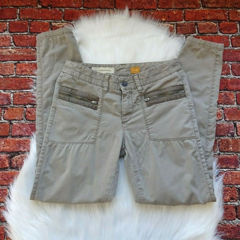 Pilcro and the Letterpress Khaki Pants Stretch Zipper Pocket Boho Biker Casual 4